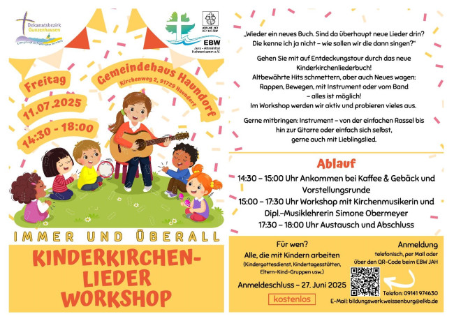 Plakat Kinderkirchenlieder Workshop in Haundorf am 11.07.2025